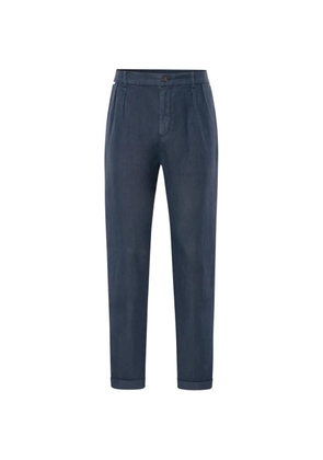 04651 Handelsgesellschaft MBH & Co. KG pleated linen trousers - Blue