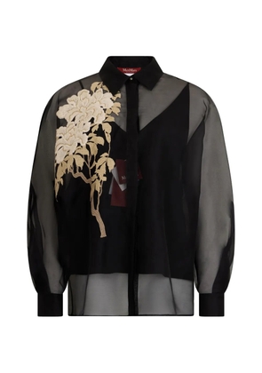 Max Mara floral-embroidered sheer blouse - Black