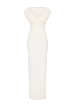 Rachel Gilbert Myra draped V-neck maxi gown - White