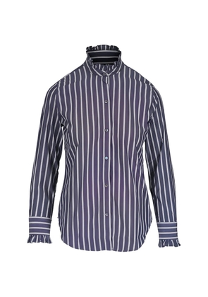Nili Lotan Lydia ruffled-trim striped blouse - Grey