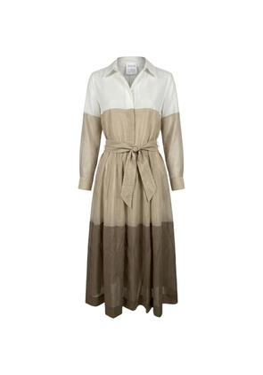 Sara Roka colourblock belted midi dress - Neutrals