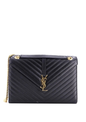 Saint Laurent Pre-Owned Classic Monogram Envelope Satchel Matelasse Chevron Leather Large shoulder bag - Black