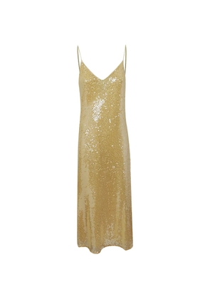 Lauren Ralph Lauren sequin-embellished spaghetti-strap dress - Gold