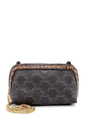 Celine Pre-Owned Zip Around Chain Clutch Triomphe Coated Canvas crossbody bag - Brown