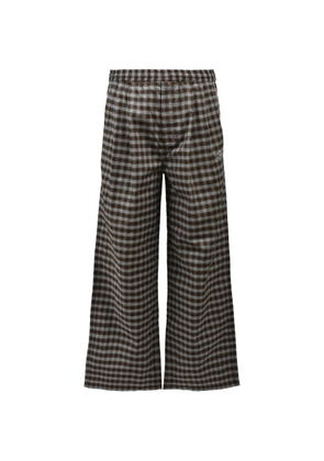 BREATH SCRIPT LOGO check-pattern wide-leg trousers - Brown