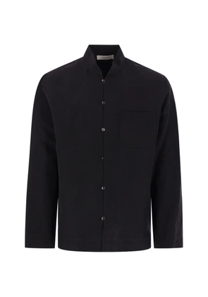 Umit Benan band-collar chest-pocket shirt - Black