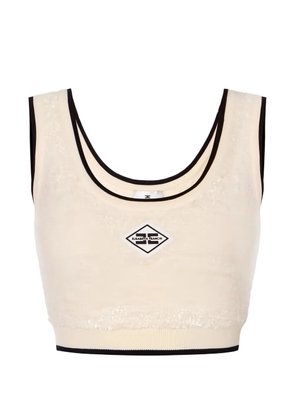 Elisabetta Franchi bouclé chenille crop top - Neutrals