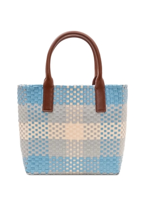 Marni check-pattern woven tote bag - Blue