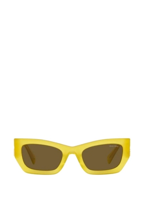 Miu Miu logo-plaque rectangle-frame sunglasses - Yellow
