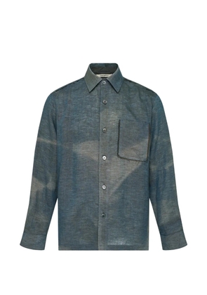 JiyongKim sun-bleached raw-edged shirt - Blue