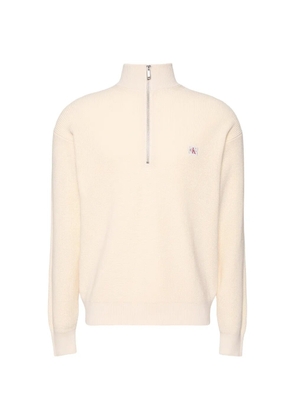 Calvin Klein logo-patch zip-neck sweater - Neutrals