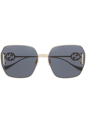 Gucci Eyewear oversized-frame logo-plaque sunglasses - Gold