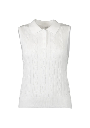 MINNIE ROSE sleeveless cable-knit top - White