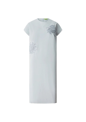 Shanghai Tang Tang floral-embroidered midi dress - Blue