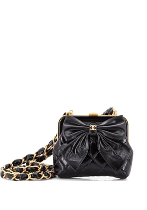 CHANEL Pre-Owned Bow Frame Clutch With Chain Quilted Patent with Lambskin Mini crossbody bag - Black