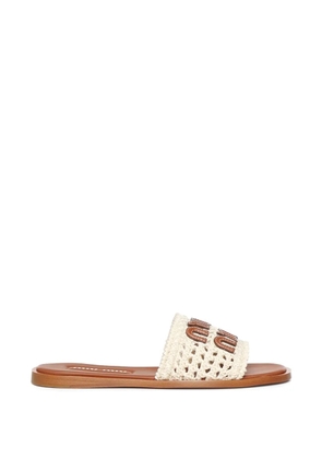 Miu Miu crochet logo-patch sandals - White