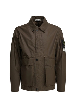 Stone Island flap-pocket waxed shirt jacket - Brown