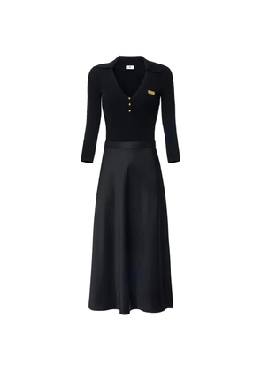 Elisabetta Franchi satin-skirt midi dress - Black