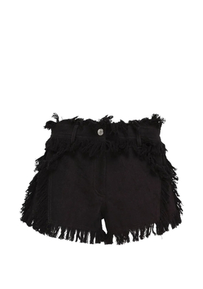 MSGM fringe-trimmed denim shorts - Black