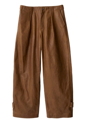 Burberry pleat-detail leather trousers - Brown