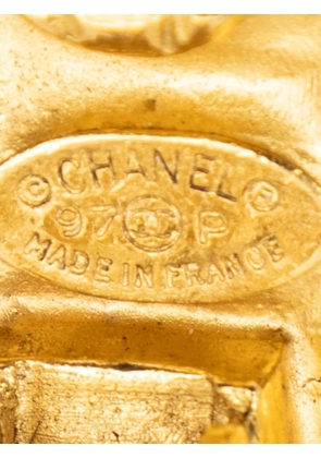 CHANEL Pre-Owned interlocking CC floral earrings - Gold