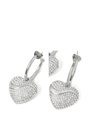 GUESS USA crystal-embellished heart-pendant earrings - Silver