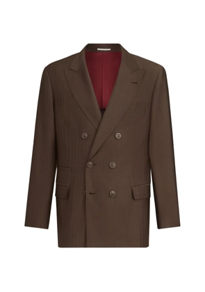 Brunello Cucinelli virgin-wool and cashmere one-and-a-half breasted deconstructed blazer - Brown