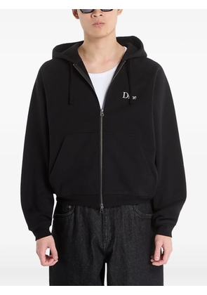 dime logo-embroidered zip-up hoodie - Black