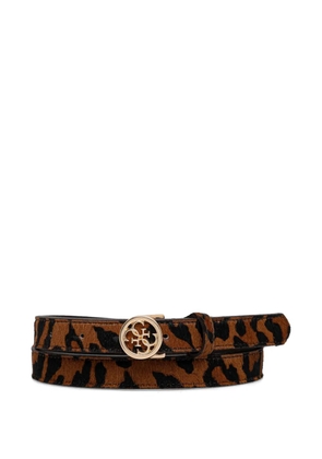 GUESS USA leopard-print logo-plaque belt - Brown