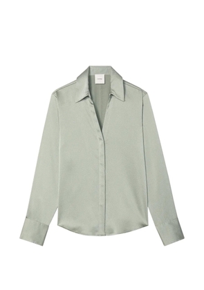 Calvin Klein hammered-satin V-neck blouse - Green