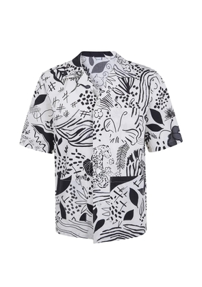 ASPESI animal-print cotton short-sleeve shirt - White