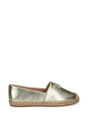 Tommy Hilfiger TH-monogram-plaque metallic espadrilles - Gold