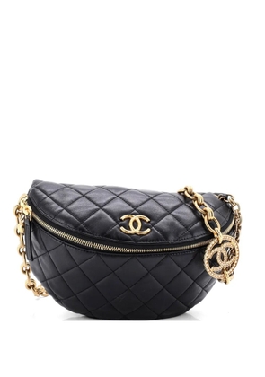 CHANEL Pre-Owned Jeweled CC Waist Bag Quilted Lambskin with Faux Pearls belt bag - Black