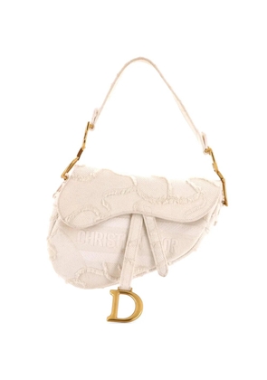 Christian Dior Pre-Owned Saddle Handbag Camouflage Embroidered Canvas Medium shoulder bag - White
