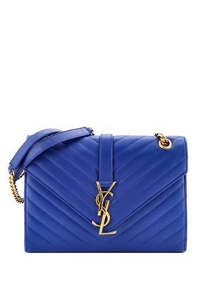 Saint Laurent Pre-Owned Classic Monogram Envelope Satchel Matelasse Chevron Leather Medium shoulder bag - Blue