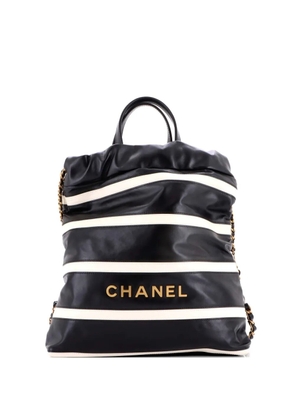 CHANEL Pre-Owned 22 Chain Striped Shiny Calfskin Medium backpack - Black