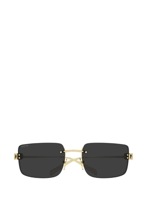 Gucci logo-plaque rectangle-frame sunglasses - Gold