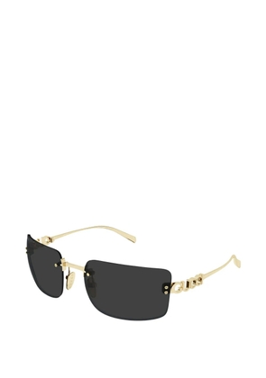 Gucci logo-plaque rectangle-frame sunglasses - Gold