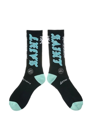 SAINT MXXXXXX logo-intarsia ribbed socks - Black