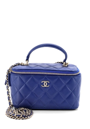 CHANEL Pre-Owned Classic Top Handle Vanity Case with Chain Quilted Lambskin Small crossbody bag - Blue