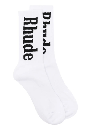 RHUDE logo-intarsia socks - White