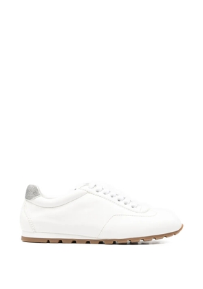 Doucal's crystal-embellished leather sneakers - White