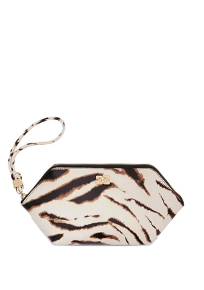 GANNI Bou zebra-print clutch bag - Neutrals