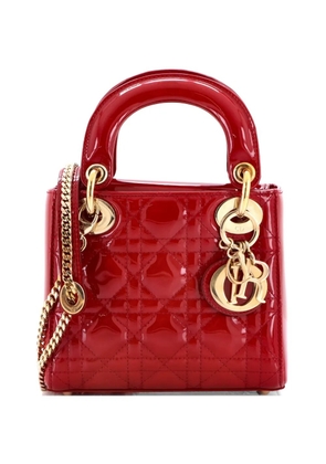 Christian Dior Pre-Owned Lady Dior Chain Bag Cannage Quilt Patent Mini satchel - Red