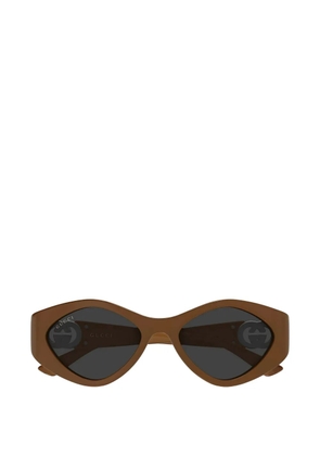 Gucci Interlocking-GG geometric-frame sunglasses - Brown