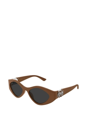 Gucci Interlocking-GG geometric-frame sunglasses - Brown