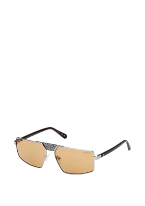 GUESS EYEWEAR engraved-bridge rectangle-frame sunglasses - Silver