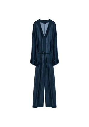 Giorgio Armani sheer tie-fastening jumpsuit - Blue