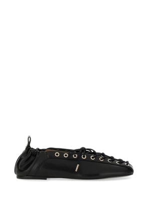 GANNI eyelet-embellished lace-up ballet flats - Black