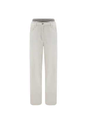 Brunello Cucinelli ribbed-waistband straight-leg trousers - Neutrals